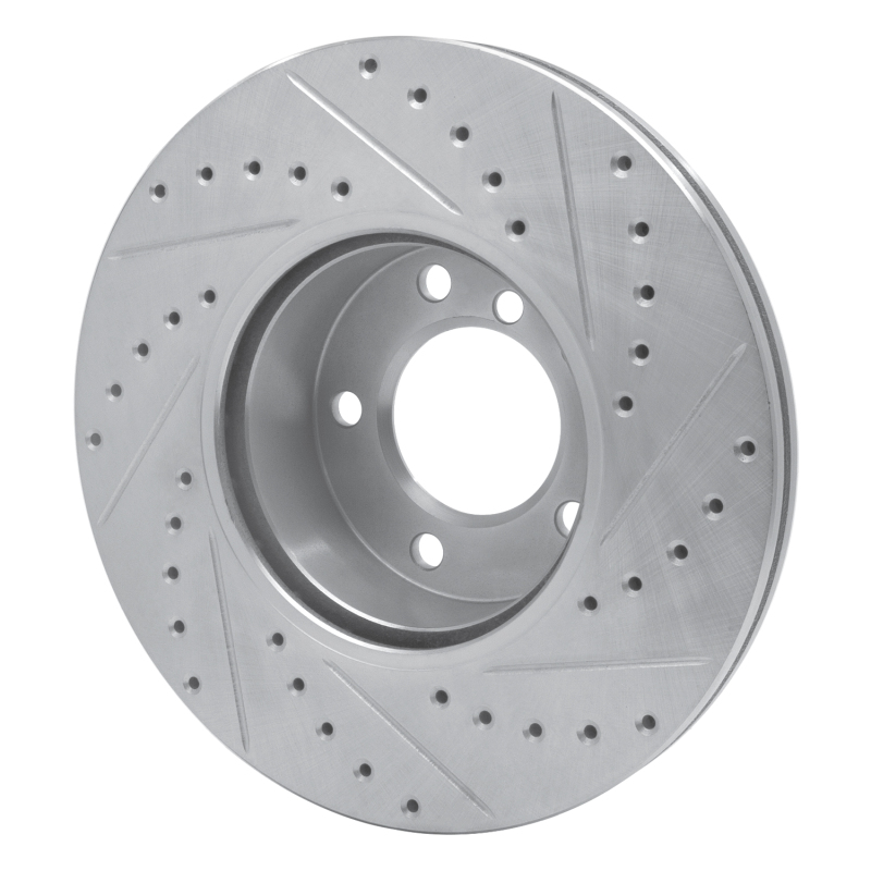 BMW 228I xDrive Brake Rotor (1) - Front Left - R1 Concepts - Drilled & Slotted - Silver - `07-`21